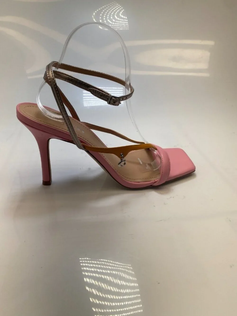 Coach Women's Kali Strap Square Toe Pink Leather Heel Sz 11